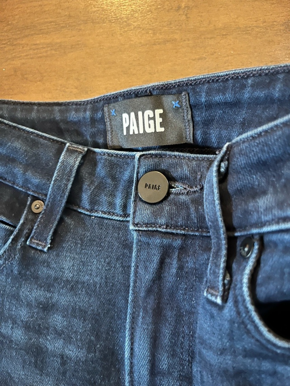PAIGE Genevieve Dark Indigo Flare Jeans Size 23 - Picture 7 of 10